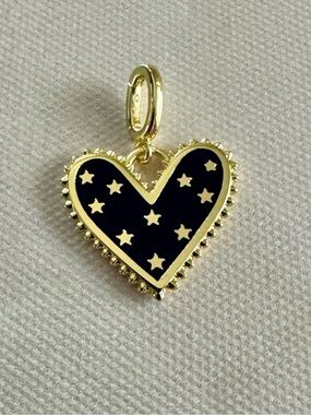 Gorjana NWOT Black Heart with 10 Tiny Gold Stars, Clip on Charm, Pendant